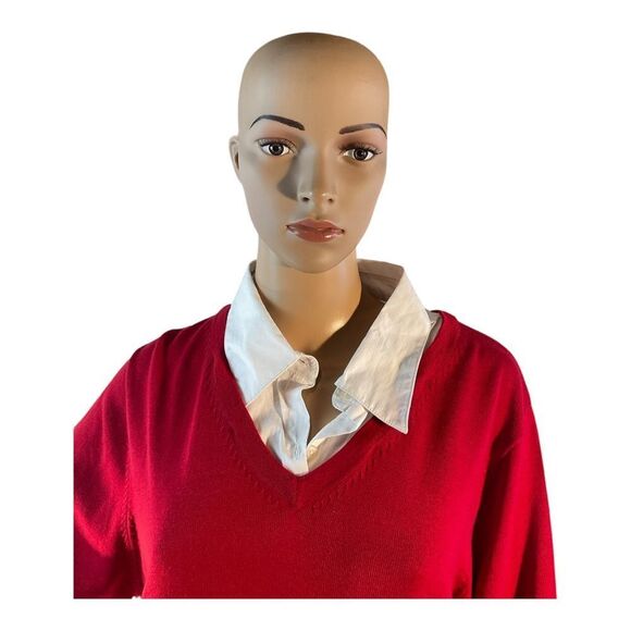 JL STUDIO Women's Size 1X Red Cardigan Sweater Attached Blouse Accents - Picture 3 of 14